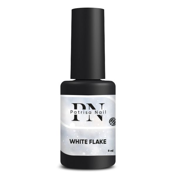 Top glossy White Flake with white flakes, no sticky layer, 8 ml