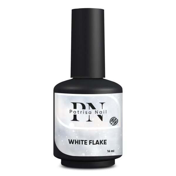 Top glossy White Flake with white flakes, no sticky layer, 16 ml