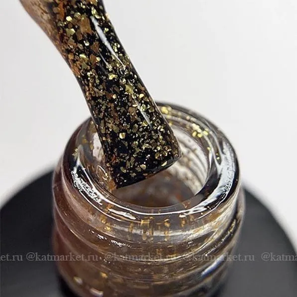 Top Glossy Gold Flake with Gold Flakes, No Sticky Layer, 8 ml
